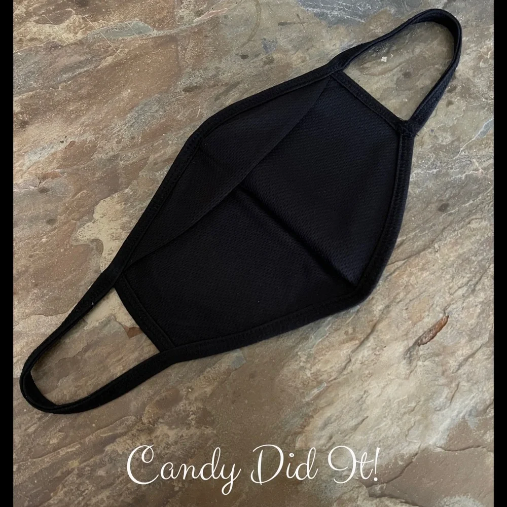 NWT Handmade Candy Did It! Rainbow Heart Bling Black Double Layer Face Mask